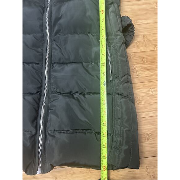 Army Green Belted Hooded Puffer Coat Longline Outdoor Adventure Snow Hike Sz M-L - Picture 8 of 9